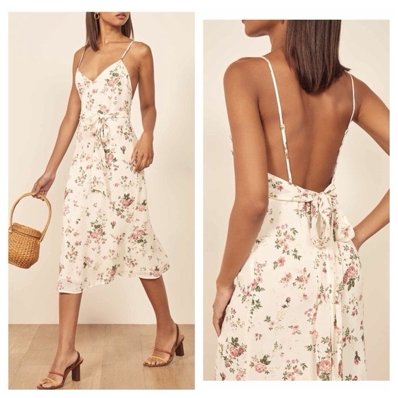 Reformation Dresses & Skirts - REFORMATION Dietrich Flourish Midi Coquette Slip Dress Spring Bridesmaid size 8